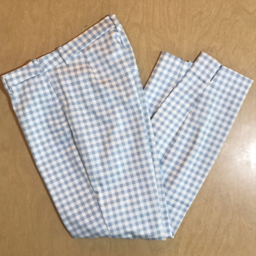 H&M light blue & white checked pants